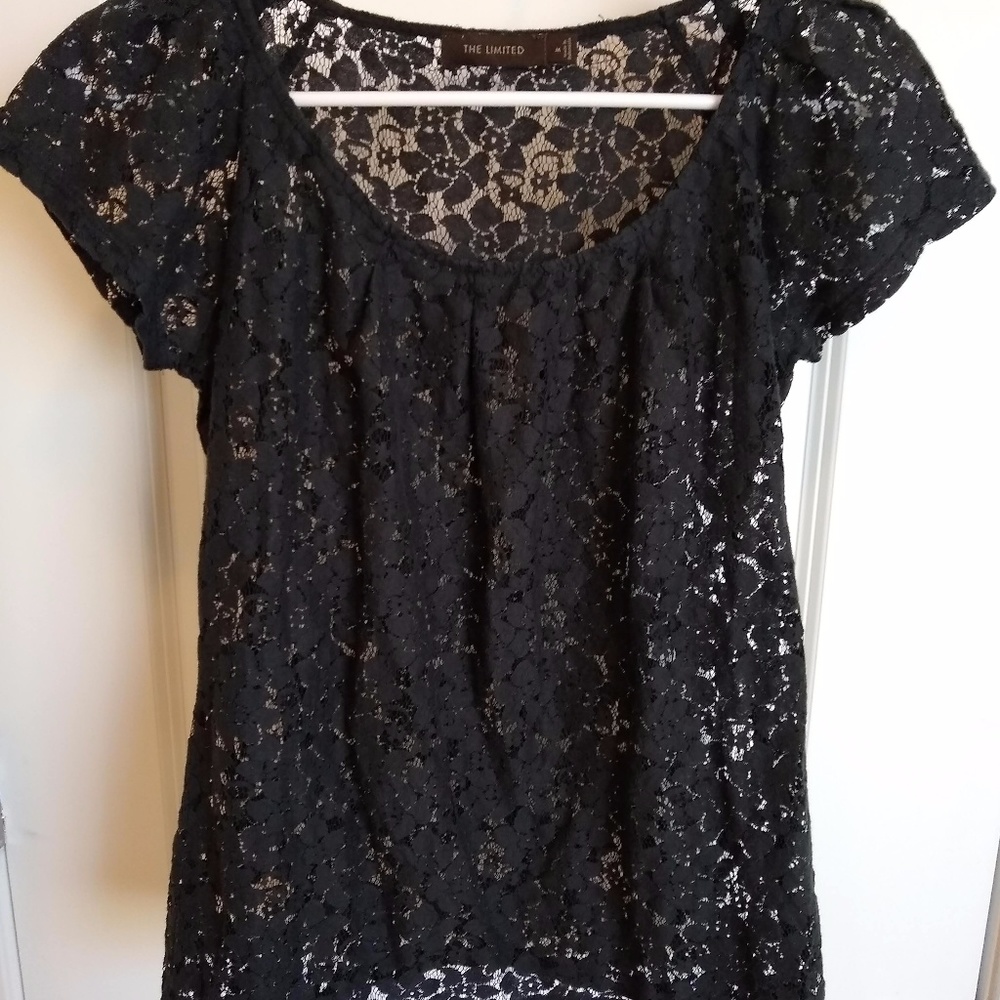 The Limited Black Floral Sheer Blouse